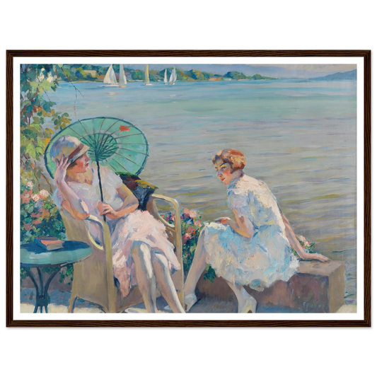Summer afternoon at the lake (1920) Art Print | Edward Cucuel - Framed Poster - 30x40 cm / 12x16″ - Black frame