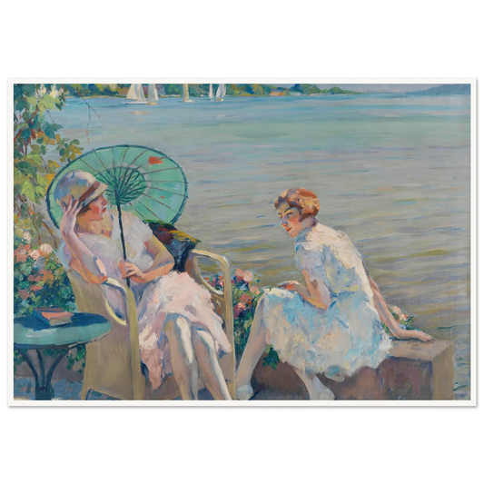 Summer afternoon at the lake (1920) Art Print | Edward Cucuel - Framed Poster - 30x40 cm / 12x16″ - Black frame