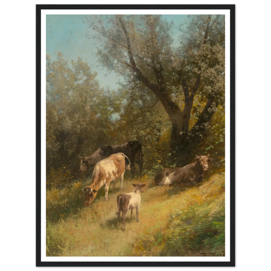 Summer grazing, Chester County Art Print | Hermann Ottomar Herzog - Framed Poster - 30x40 cm / 12x16″ - Black frame