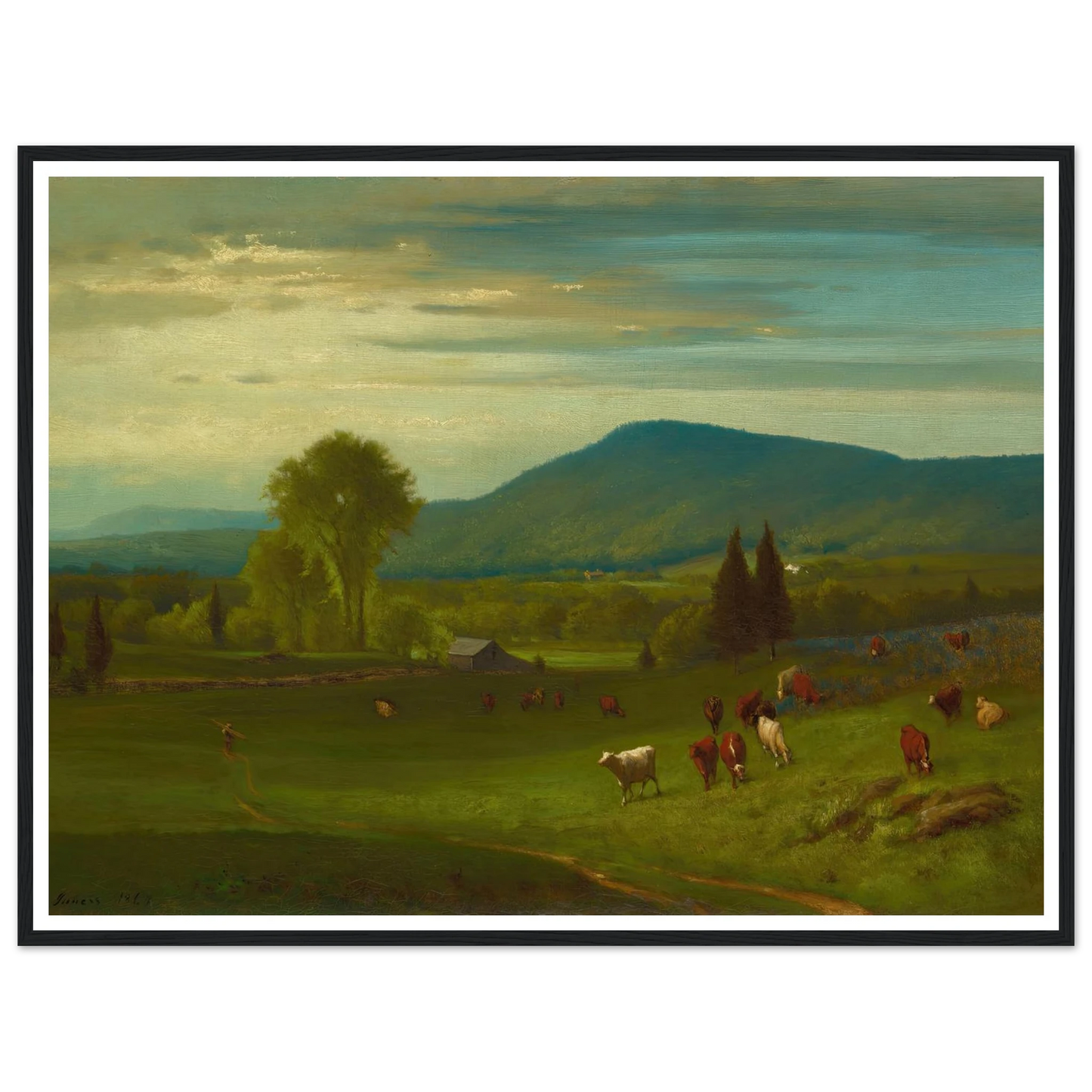 Summer in the Catskills (1867) Art Print | George Inness - Framed Poster - 30x40 cm / 12x16″ - Black frame