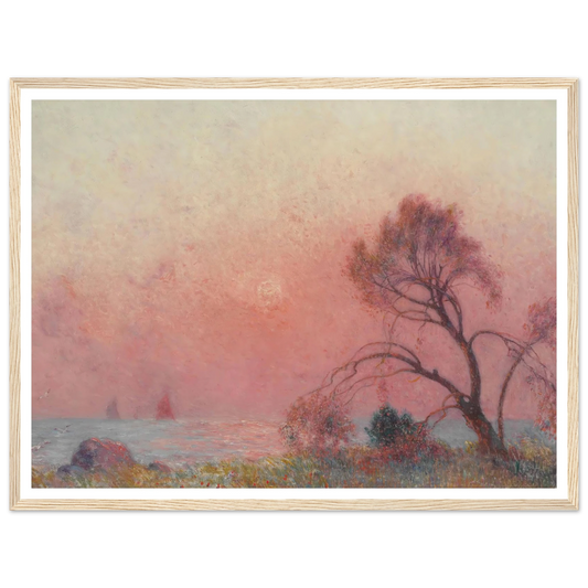 Sun Setting Over the Sea Art Print | Ferdinand du Puigaudeau - Framed Poster - 30x40 cm / 12x16″ - Black frame