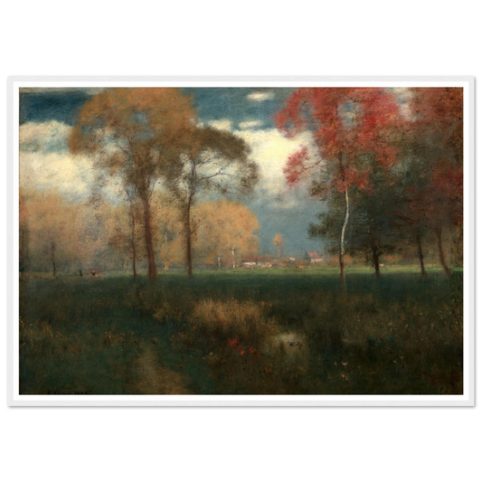 Sunny Autumn Day (1892) Art Print | George Inness - Framed Poster - 30x40 cm / 12x16″ - Black frame