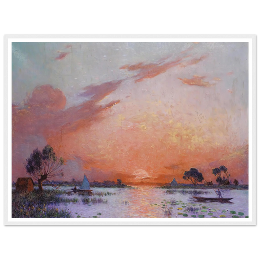 Sunset in Briere, 1925 Art Print | Ferdinand du Puigaudeau - Framed Poster - 30x40 cm / 12x16″ - Black frame