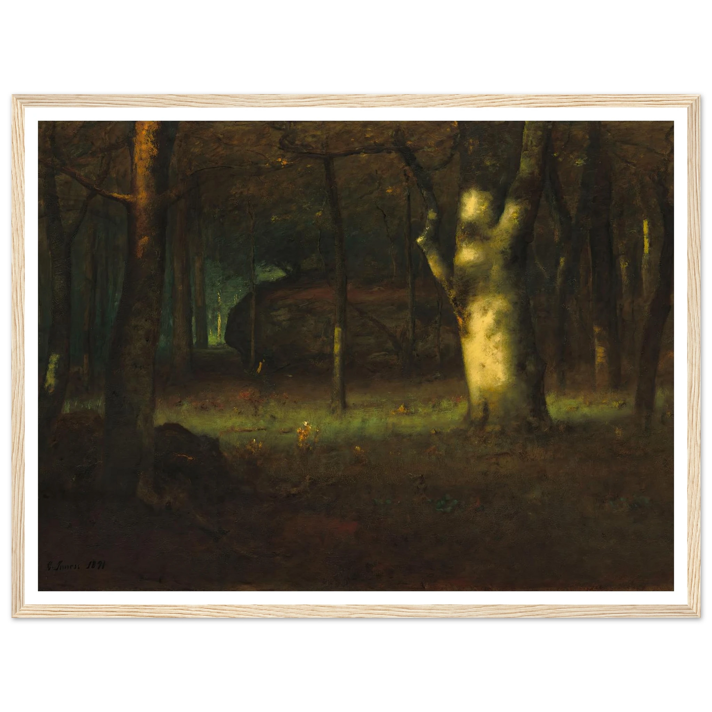 Sunset in the Woods (1891) Art Print | George Inness - Framed Poster - 30x40 cm / 12x16″ - Black frame