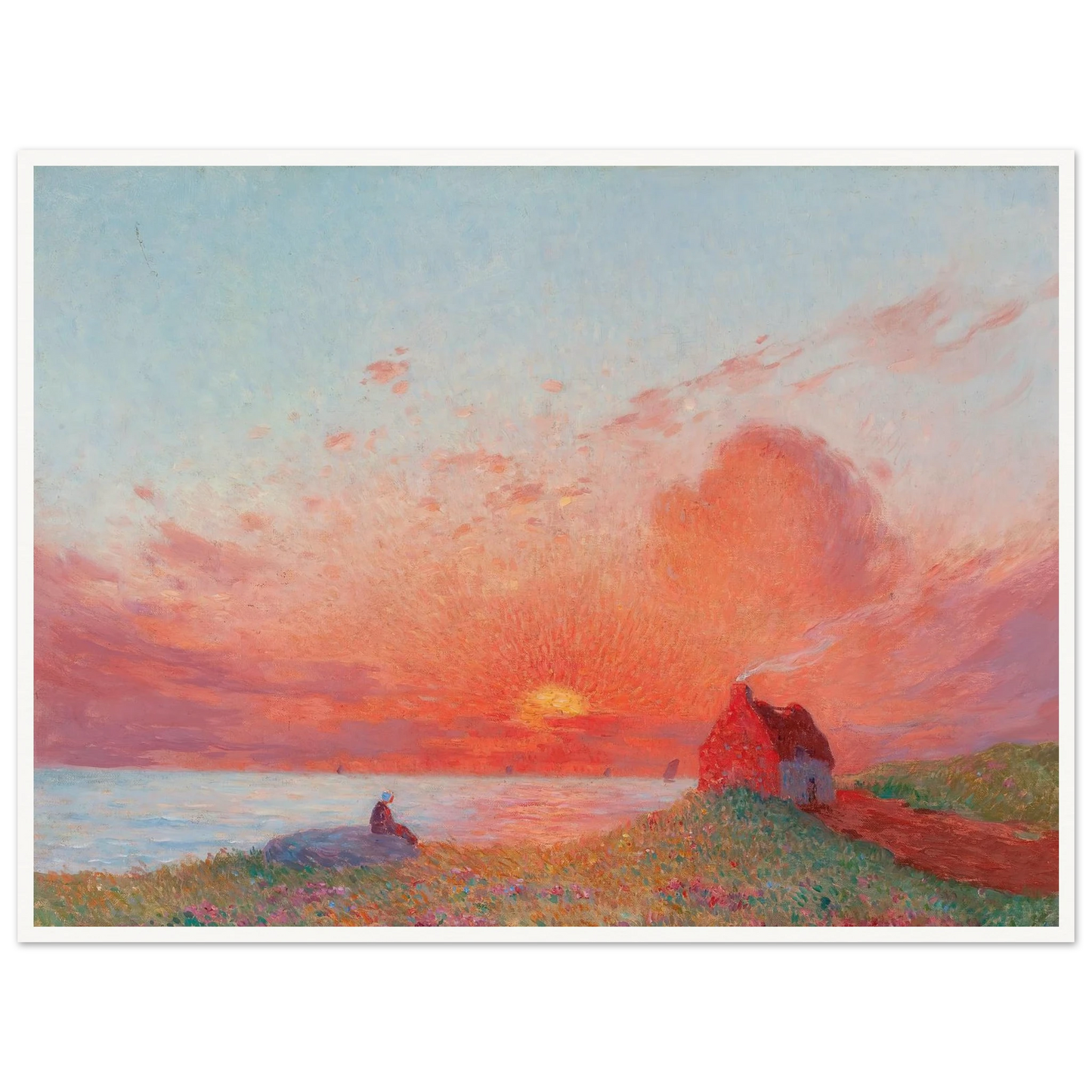 Sunset, near Le Croisic Art Print | Ferdinand du Puigaudeau - Framed Poster - 30x40 cm / 12x16″ - Black frame