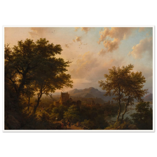 Sunset on the Rhine (1853) Art Print | Barend Cornelis Koekkoek - Framed Poster - 30x40 cm / 12x16″ - Black frame