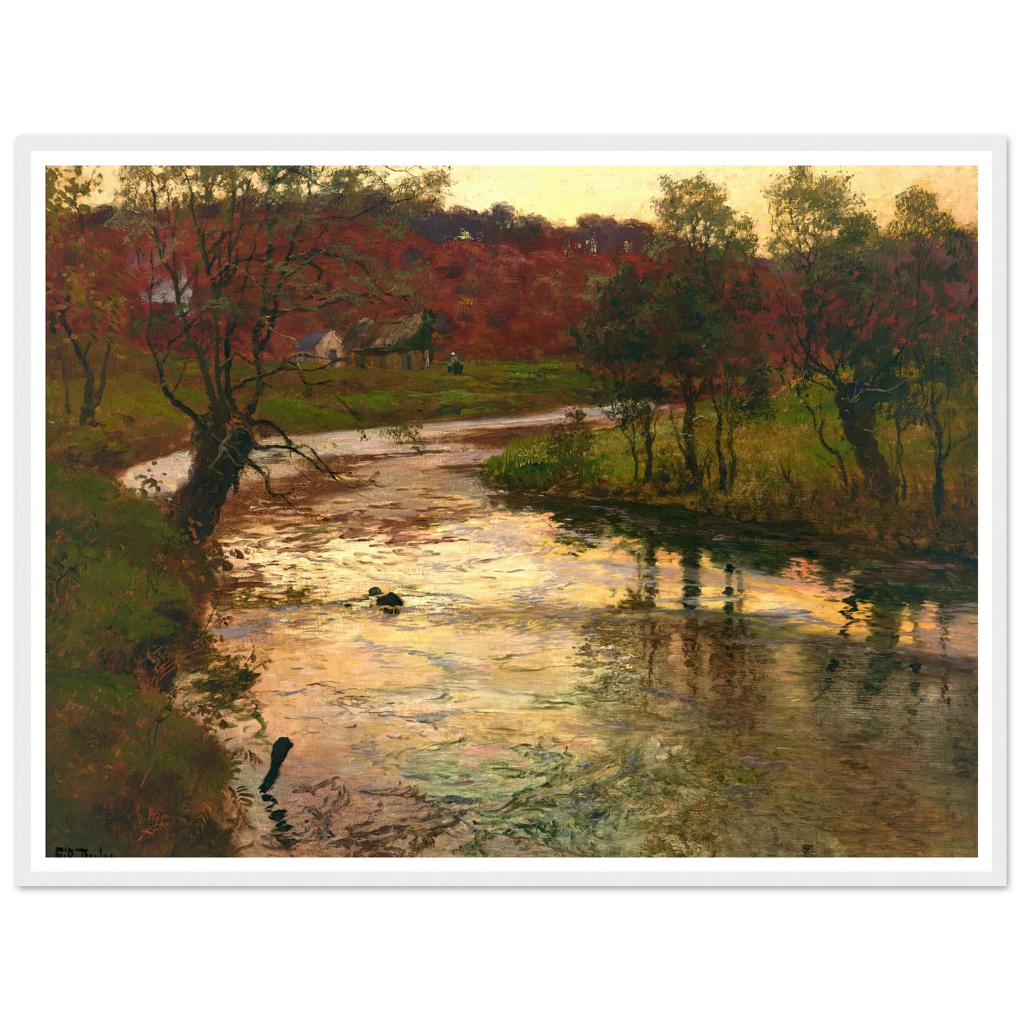 Sunset over L’Elle river, near Quimperlé, France (1901) Art Print | Frits Thaulow - Framed Poster - 30x40 cm / 12x16″ - Black frame