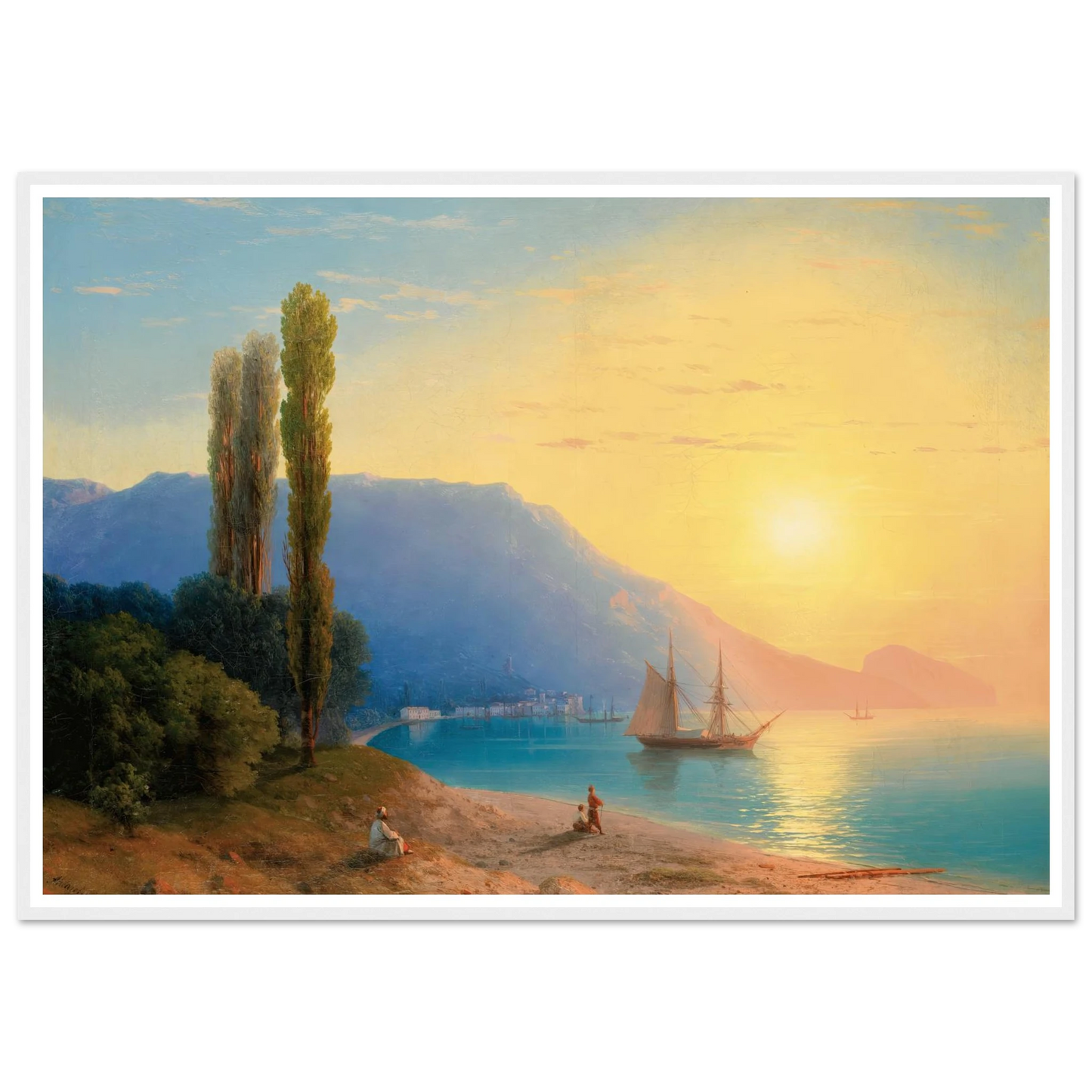 Sunset Over Yalta (1861) Art Print | Ivan Konstantinovich Aivazovsky - Framed Poster - 30x40 cm / 12x16″ - Black frame