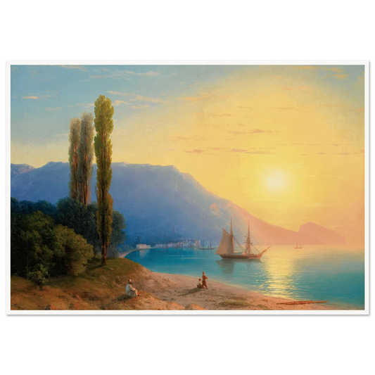Sunset Over Yalta (1861) Art Print | Ivan Konstantinovich Aivazovsky - Framed Poster - 30x40 cm / 12x16″ - Black frame
