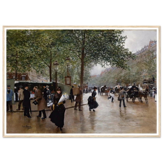 Sur Les Grands Boulevards Art Print | Jean Beraud - Framed Poster - 30x40 cm / 12x16″ - Black frame