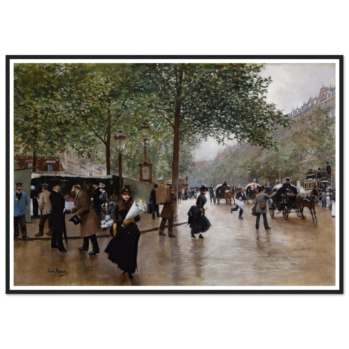 Sur Les Grands Boulevards Art Print | Jean Beraud - Framed Poster - 30x40 cm / 12x16″ - Black frame