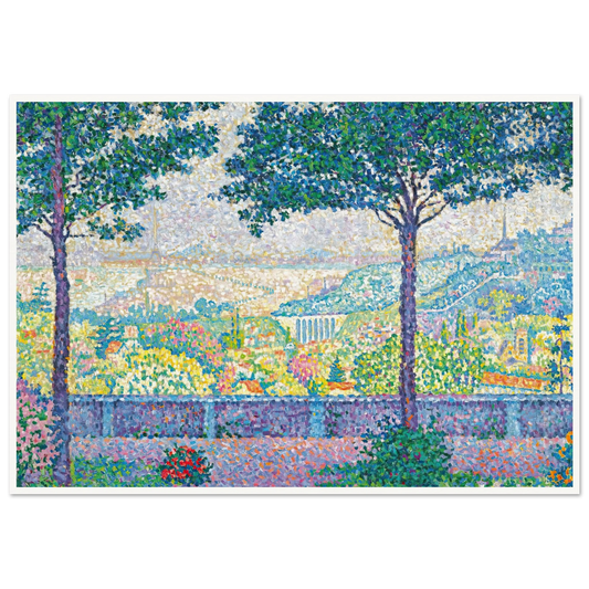 Terrasse De Meudon (1899) Art Print | Paul Signac - Framed Poster - 30x40 cm / 12x16″ - Black frame