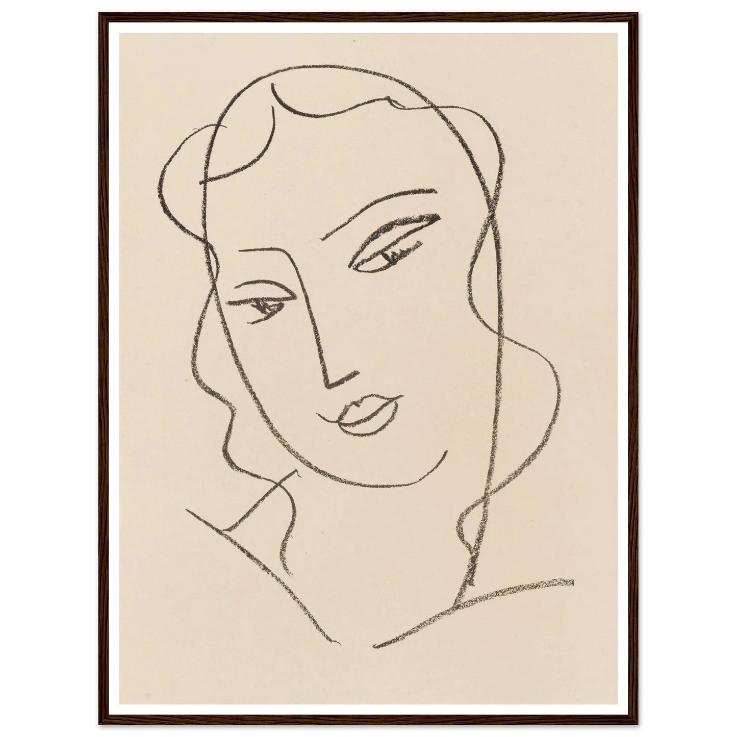 Tête voilée (1950-1951) Art Print | Henri Matisse - Framed Poster - 30x40 cm / 12x16″ - Black frame