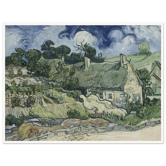 Thatched Cottages at Cordeville (1890) Art Print | Vincent van Gogh - Framed Poster - 30x40 cm / 12x16″ - Black frame