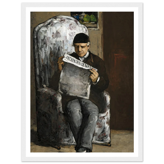 The Artist’s Father,Reading L’Événement (1866) Art Print | Paul Cezanne - Framed Poster - 30x40 cm / 12x16″ - Black frame