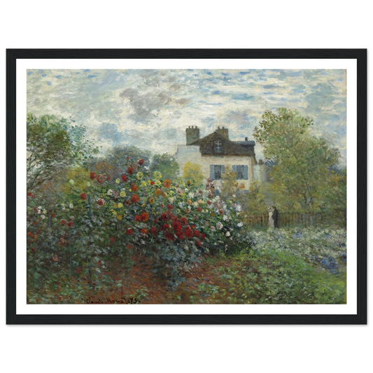 The Artist’s Garden in Argenteuil (A Corner of the Garden with Dahlias) (1873) Art Print | Claude Monet - Framed Poster - 30x40 cm / 12x16″ - Black frame