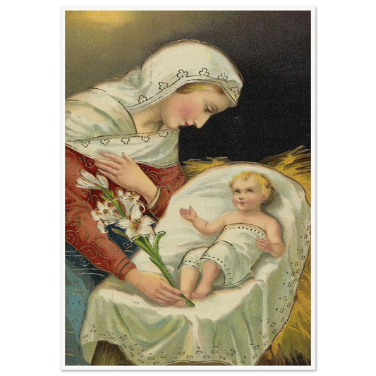 The baby Jesus and the Virgin Mary - Framed Poster - 30x40 cm / 12x16″ - Black frame