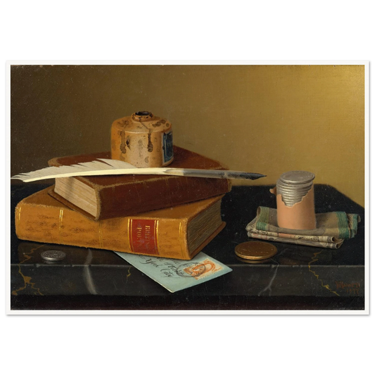 The Banker’s Table (1877) Art Print | William Michael Harnett - Framed Poster - 30x40 cm / 12x16″ - Black frame