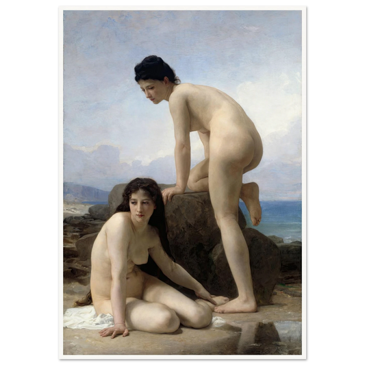 The Bathers (1884) Art Print | William Bouguereau - Framed Poster - 30x40 cm / 12x16″ - Black frame