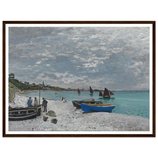 The Beach at Sainte-Adresse (1867) Art Print | Claude Monet - Framed Poster - 30x40 cm / 12x16″ - Black frame