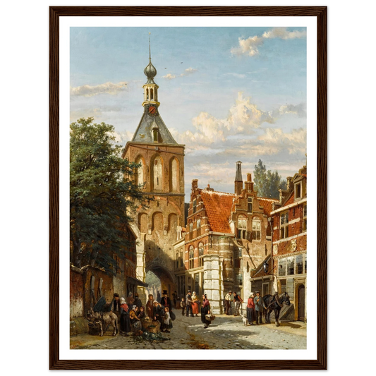 The Binnenpoort, Culemborg (1865) Art Print | Cornelis Springer - Framed Poster - 30x40 cm / 12x16″ - Black frame