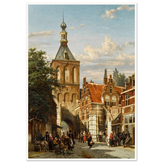 The Binnenpoort, Culemborg (1865) Art Print | Cornelis Springer - Framed Poster - 30x40 cm / 12x16″ - Black frame