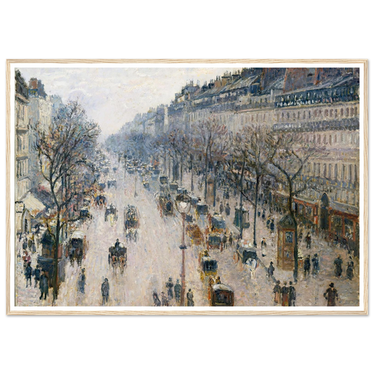 The Boulevard Montmartre on a Winter Morning (1897) Art Print | Camille Pissarro - Framed Poster - 30x40 cm / 12x16″ - Black frame