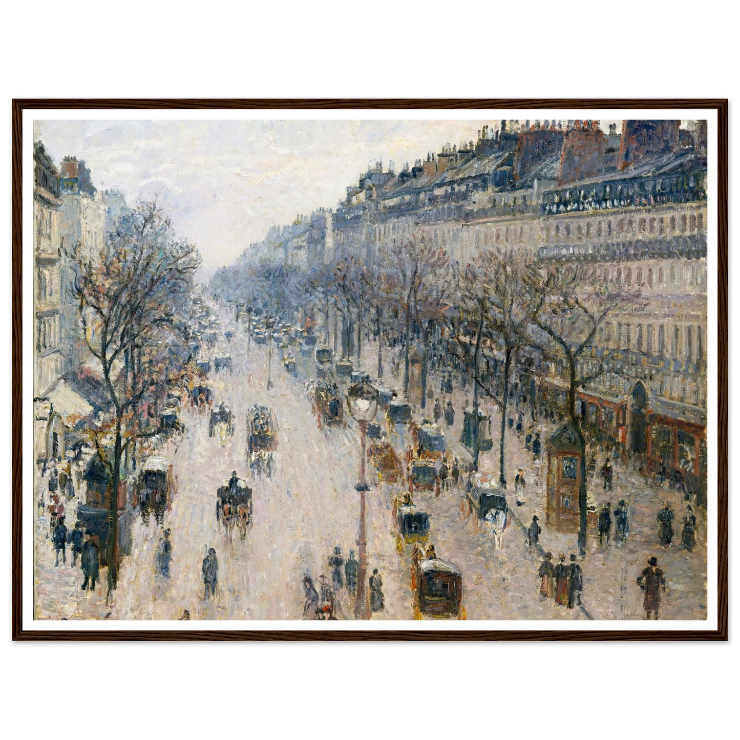 The Boulevard Montmartre on a Winter Morning (1897) Art Print | Camille Pissarro - Framed Poster - 30x40 cm / 12x16″ - Black frame