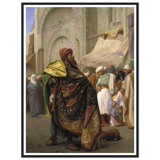 The Carpet Merchant Of Cairo (1869) Art Print | Jean Leon Gerome - Framed Poster - 30x40 cm / 12x16″ - Black frame