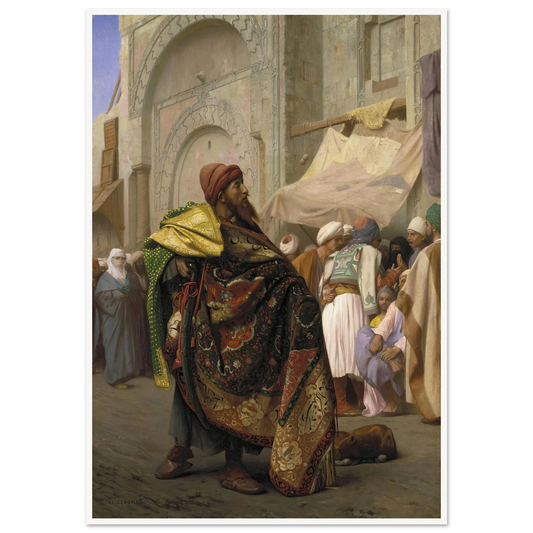 The Carpet Merchant Of Cairo (1869) Art Print | Jean Leon Gerome - Framed Poster - 30x40 cm / 12x16″ - Black frame