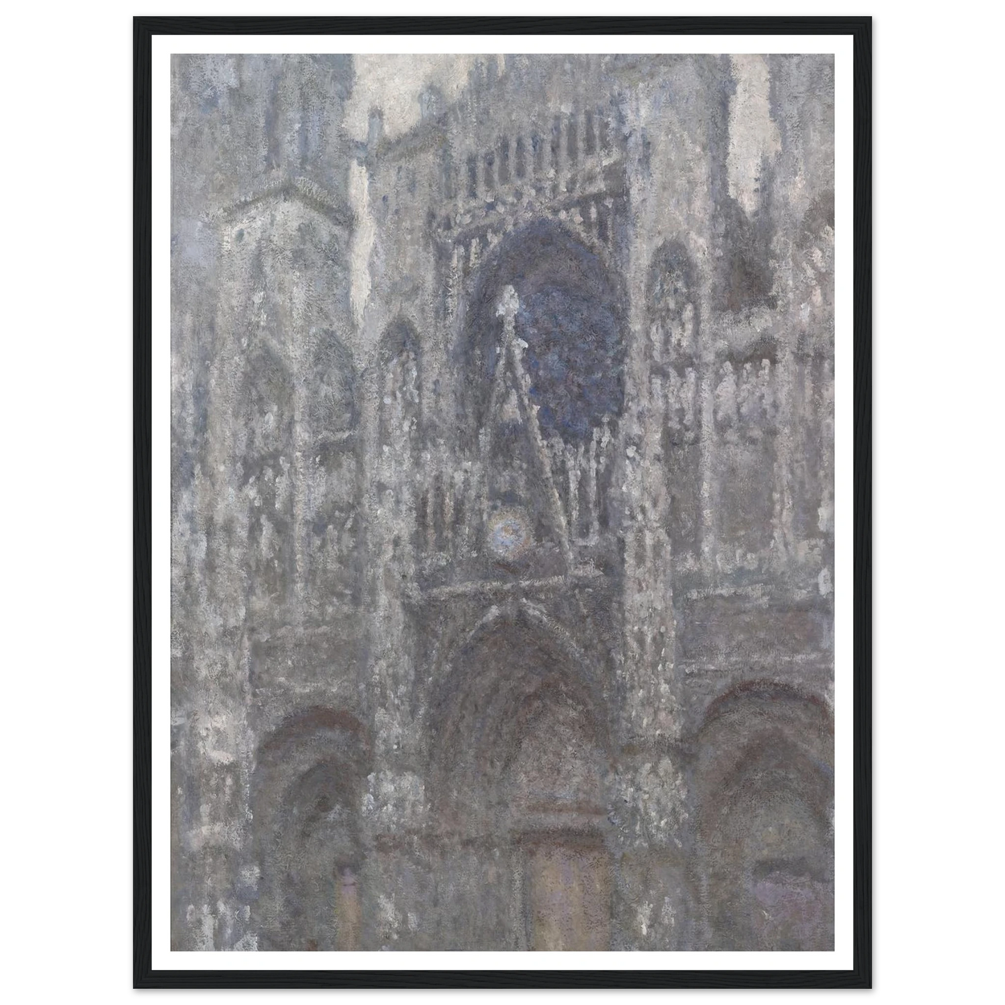The Cathedral in Rouen. The portal, Grey Weather (1892) Art Print | Claude Monet - Framed Poster - 30x40 cm / 12x16″ - Black frame
