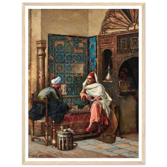The Chess Players (1904) Art Print | Ludwig Deutsch - Framed Poster - 30x40 cm / 12x16″ - Black frame