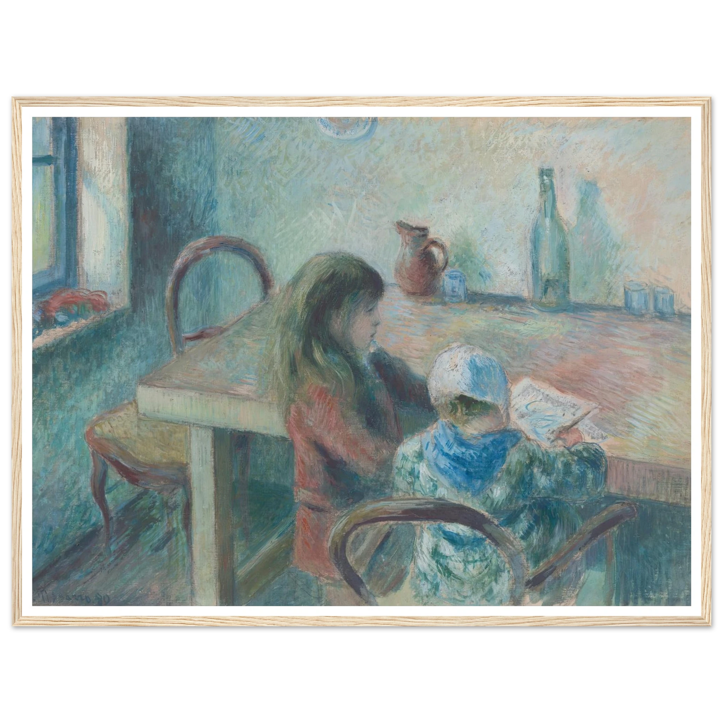The Children (1880) Art Print | Camille Pissarro - Framed Poster - 30x40 cm / 12x16″ - Black frame