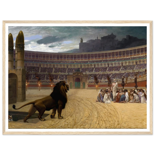 The Christian Martyrs’ Last Prayer (1863-1883) Art Print | Jean Leon Gerome - Framed Poster - 30x40 cm / 12x16″ - Black frame