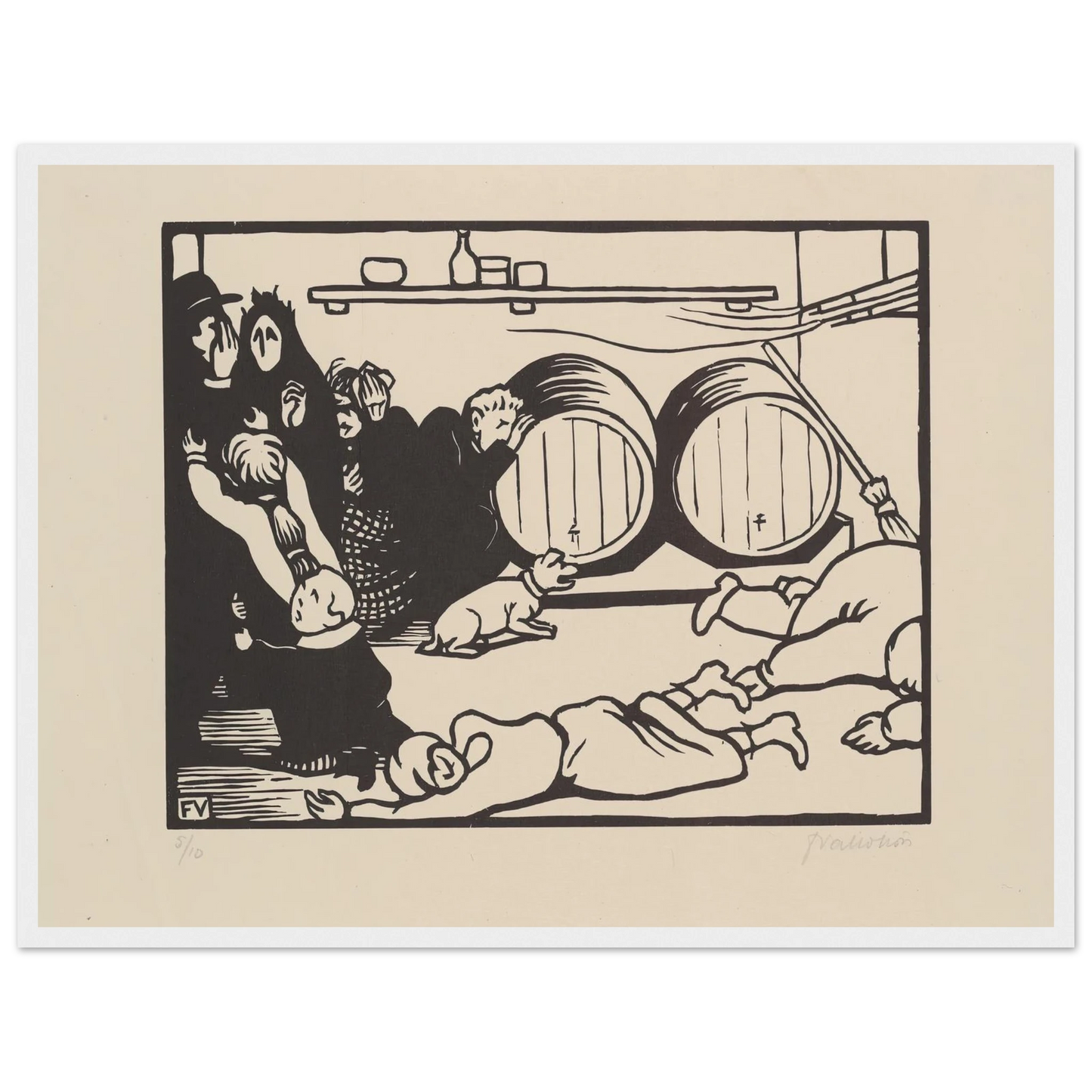 The Civilians (Les Civils) (1916) Art Print | Felix Vallotton - Framed Poster - 30x40 cm / 12x16″ - Black frame