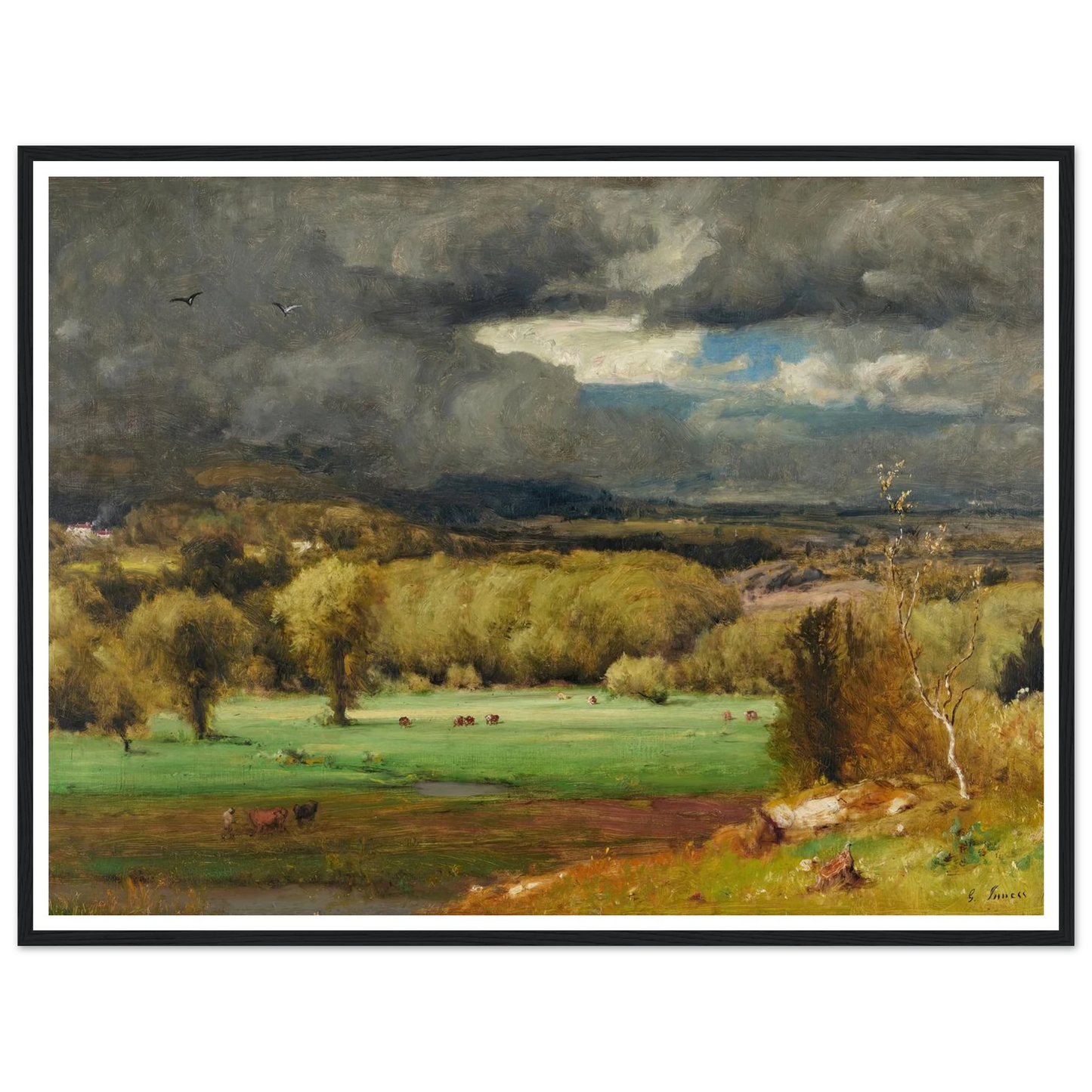 The Coming Storm (1878) Art Print | George Inness - Framed Poster - 30x40 cm / 12x16″ - Black frame