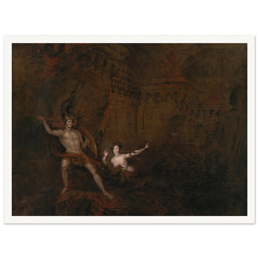 The Conflict Between Satan And Death (1832) Art Print | John Martin - Framed Poster - 30x40 cm / 12x16″ - Black frame