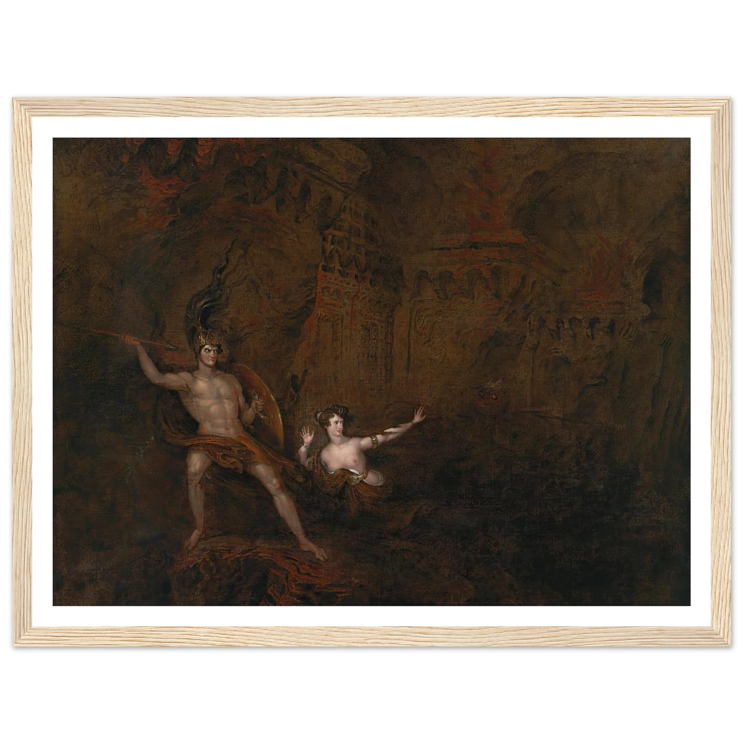 The Conflict Between Satan And Death (1832) Art Print | John Martin - Framed Poster - 30x40 cm / 12x16″ - Black frame