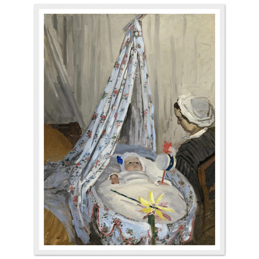 The Cradle – Camille with the Artist’s Son Jean (1867) Art Print | Claude Monet - Framed Poster - 30x40 cm / 12x16″ - Black frame