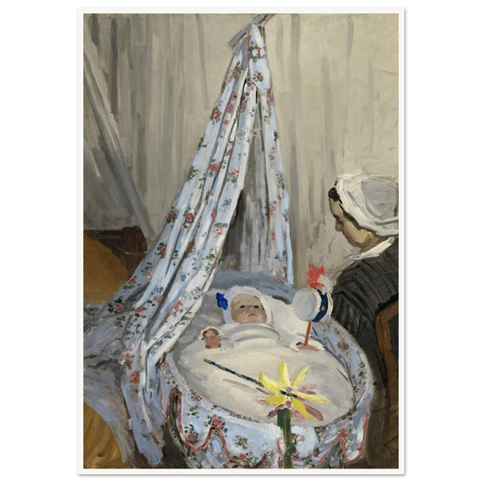 The Cradle – Camille with the Artist’s Son Jean (1867) Art Print | Claude Monet - Framed Poster - 30x40 cm / 12x16″ - Black frame
