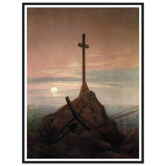 The Cross Beside The Baltic (1815) Art Print | Caspar David Friedrich - Framed Poster - 30x40 cm / 12x16″ - Black frame
