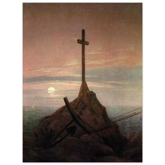 The Cross Beside The Baltic (1815) Art Print | Caspar David Friedrich - Framed Poster - 30x40 cm / 12x16″ - Black frame