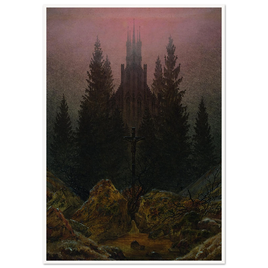The Cross in the Mountains Art Print | Caspar David Friedrich - Framed Poster - 30x40 cm / 12x16″ - Black frame