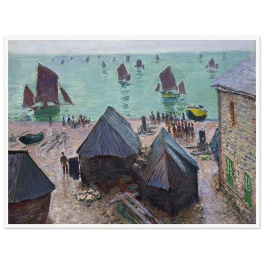 The Departure of the Boats, Étretat (1885) Art Print | Claude Monet - Framed Poster - 30x40 cm / 12x16″ - Black frame