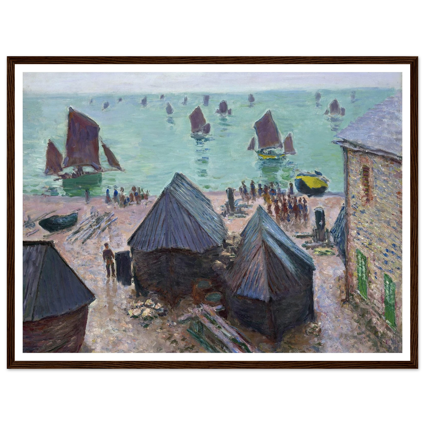 The Departure of the Boats, Étretat (1885) Art Print | Claude Monet - Framed Poster - 30x40 cm / 12x16″ - Black frame