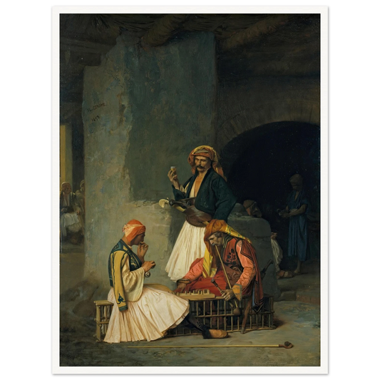 The Draught Players (1859) Art Print | Jean Leon Gerome - Framed Poster - 30x40 cm / 12x16″ - Black frame