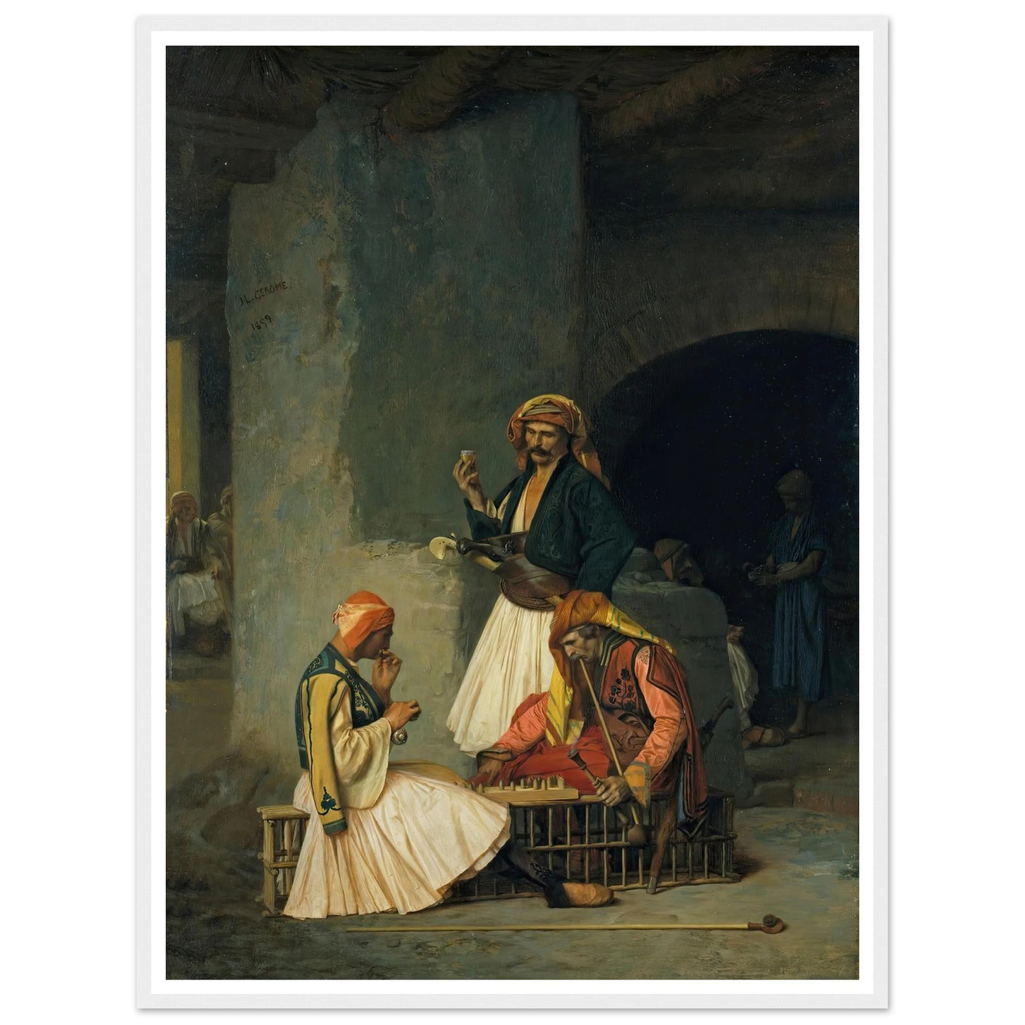 The Draught Players (1859) Art Print | Jean Leon Gerome - Framed Poster - 30x40 cm / 12x16″ - Black frame