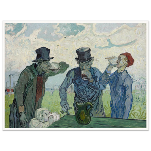 The Drinkers (1890) Art Print | Vincent van Gogh - Framed Poster - 30x40 cm / 12x16″ - Black frame