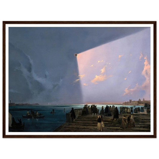 The Eclipse of the Sun in Venice, July 6, 1842 (1800s) Art Print | Ippolito Caffi - Framed Poster - 30x40 cm / 12x16″ - Black frame
