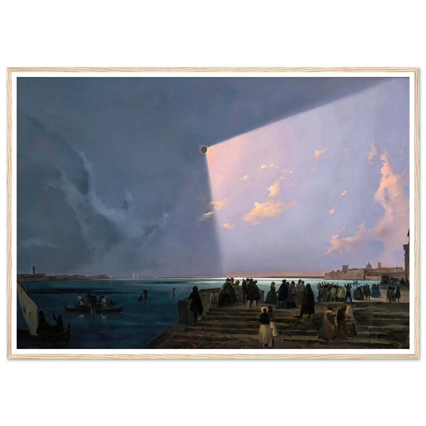 The Eclipse of the Sun in Venice, July 6, 1842 (1800s) Art Print | Ippolito Caffi - Framed Poster - 30x40 cm / 12x16″ - Black frame